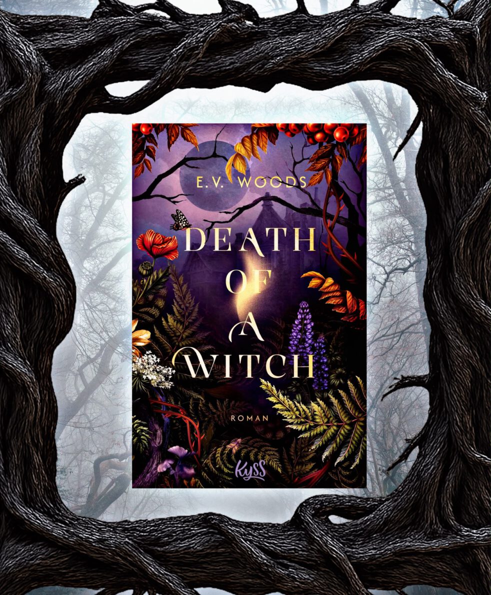 Das Cover von Death of a Witch von E. V. Woods.